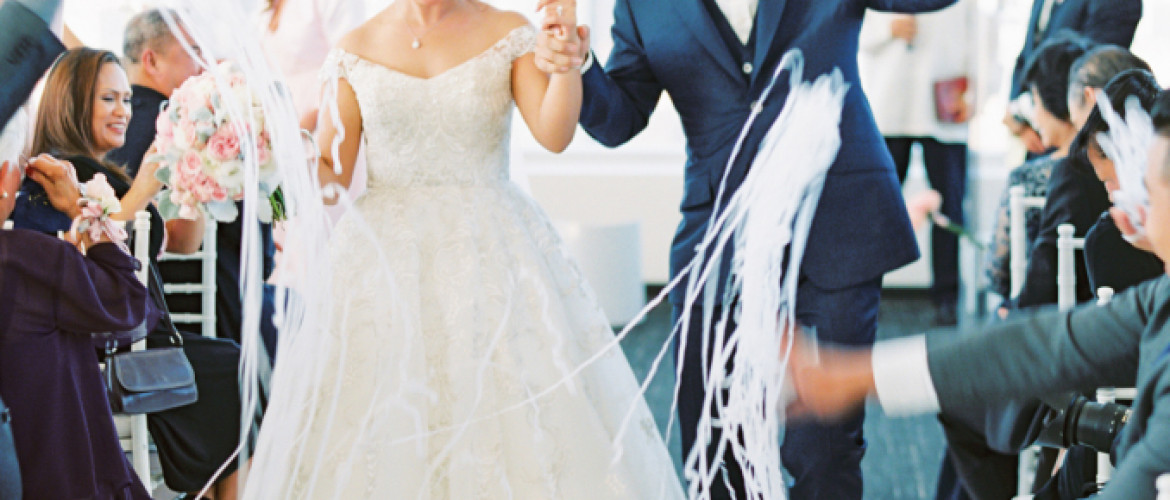 Modern Pink & Navy LA Rooftop Wedding