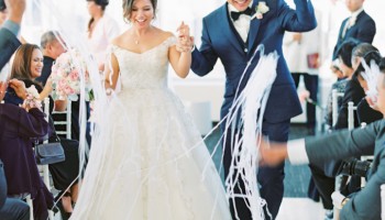 Modern Pink & Navy LA Rooftop Wedding