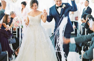 Modern Pink & Navy LA Rooftop Wedding