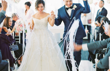 Modern Pink & Navy LA Rooftop Wedding