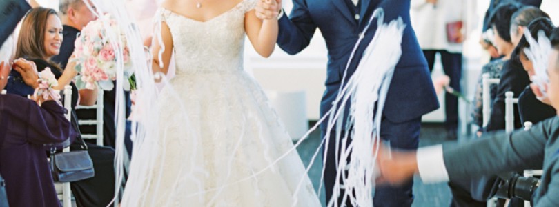 Modern Pink & Navy LA Rooftop Wedding