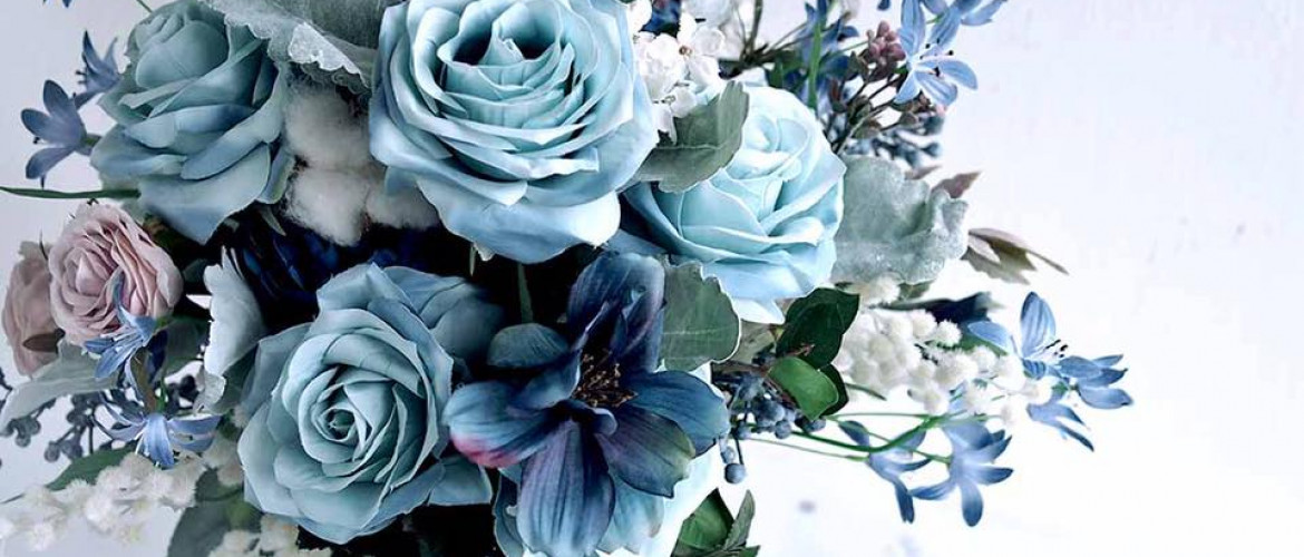 dusty blue 絲花花球