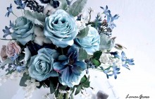 dusty blue 絲花花球