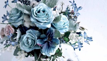 dusty blue 絲花花球