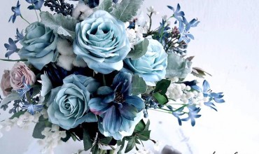 dusty blue 絲花花球