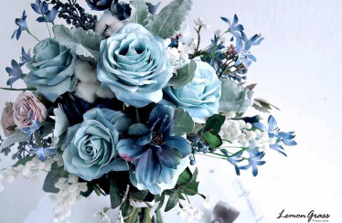 dusty blue 絲花花球