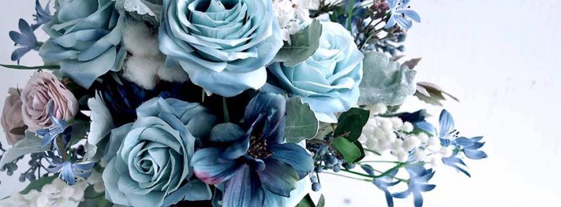 dusty blue 絲花花球