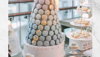 Initial cookies and the ombré blue macaron tower