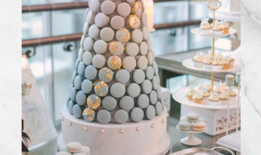 Initial cookies and the ombré blue macaron tower